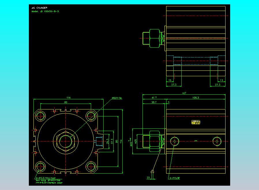 治具气缸2D-JD100x50-B-S