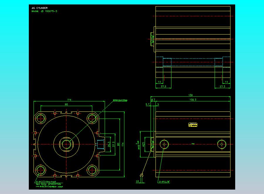 治具气缸2D-JD100x75-S