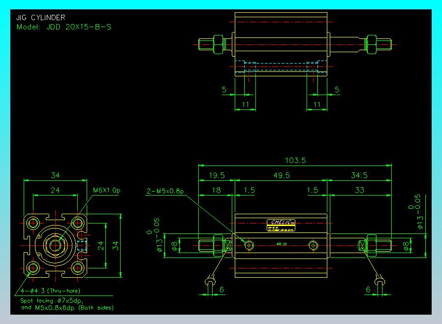 治具气缸2D-JDD20x15-B-S