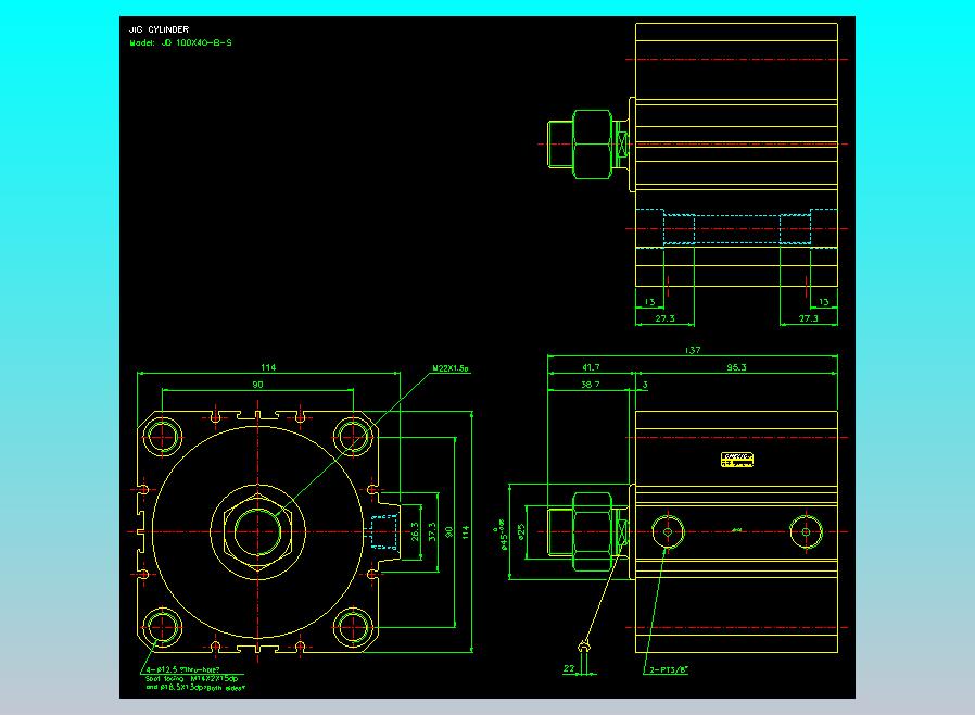 治具气缸2D-JD100x40-B-S