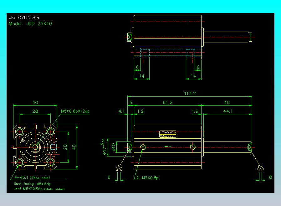 治具气缸2D-JDD25x40