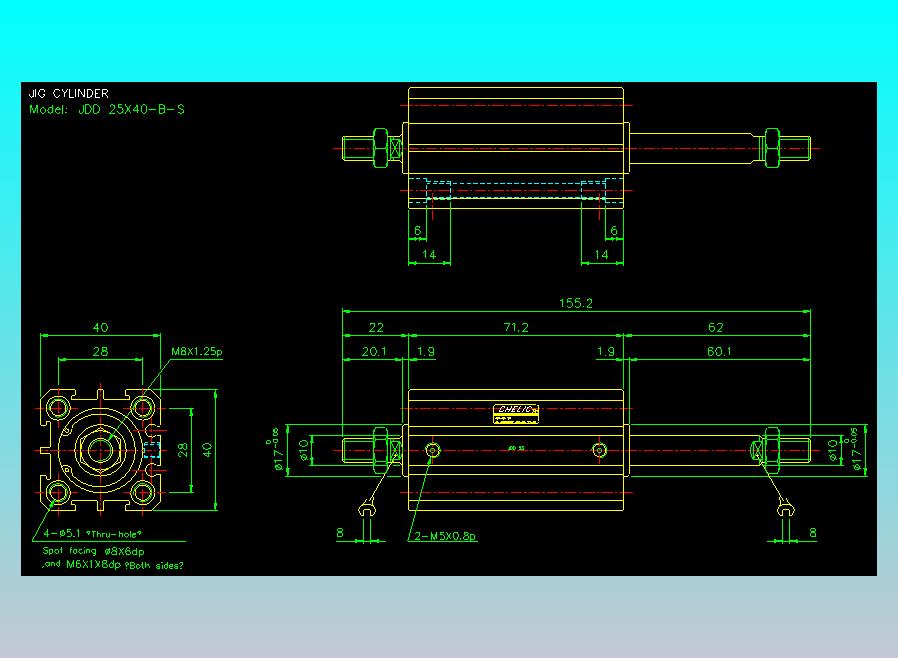 治具气缸2D-JDD25x40-B-S