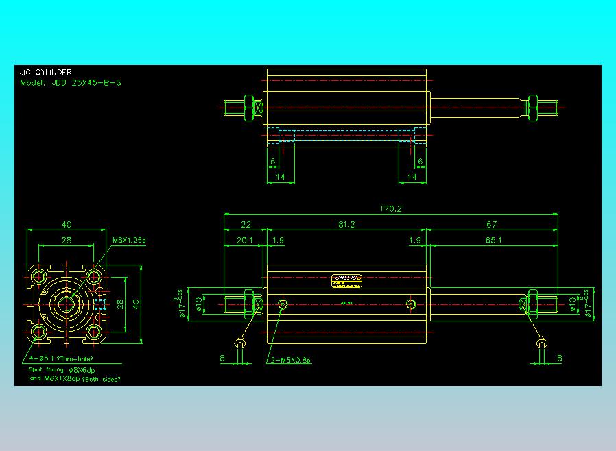 治具气缸2D-JDD25x45-B-S