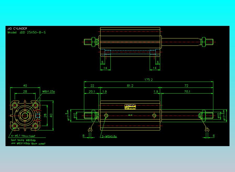 治具气缸2D-JDD25x50-B-S