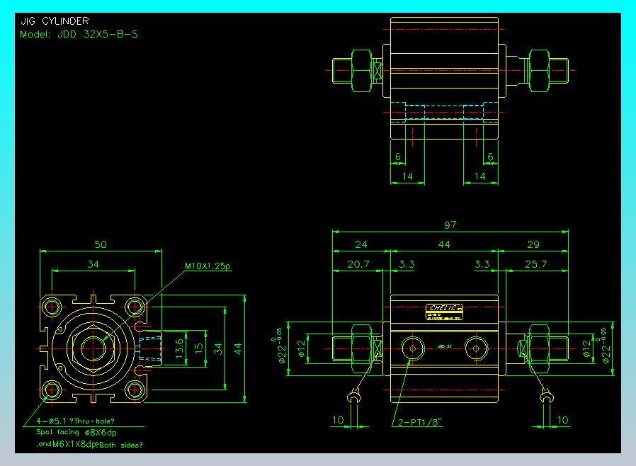 治具气缸2D-JDD32x5-B-S