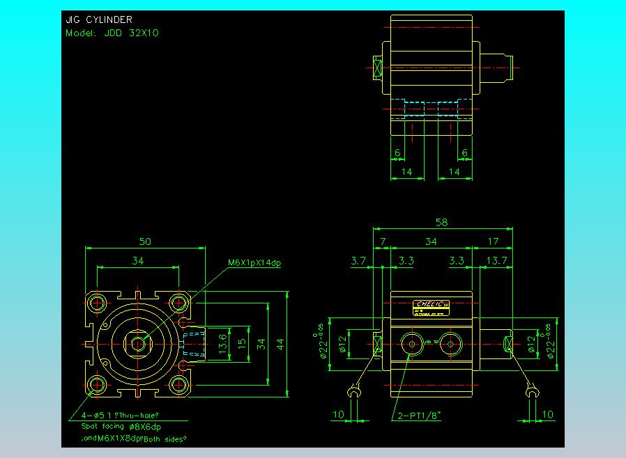 治具气缸2D-JDD32x10