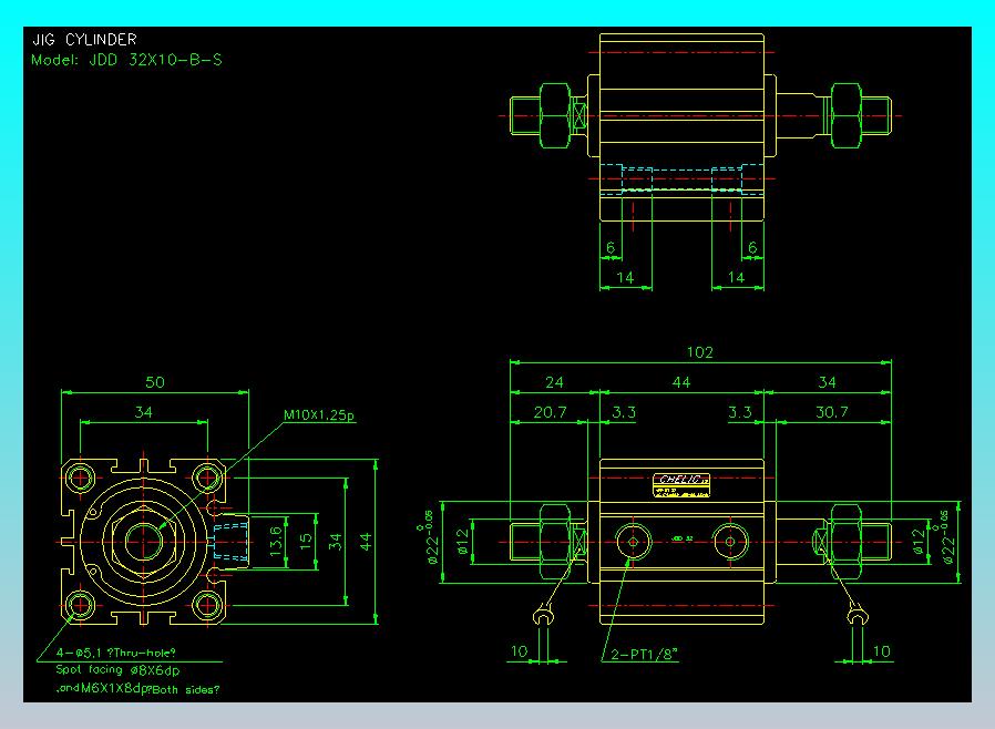 治具气缸2D-JDD32x10-B-S