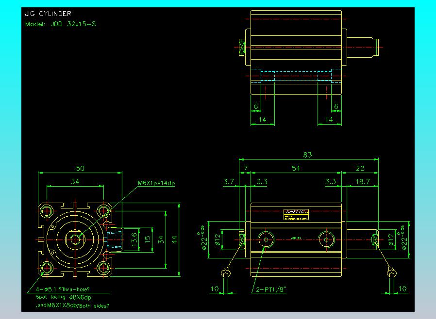 治具气缸2D-JDD32x15-S