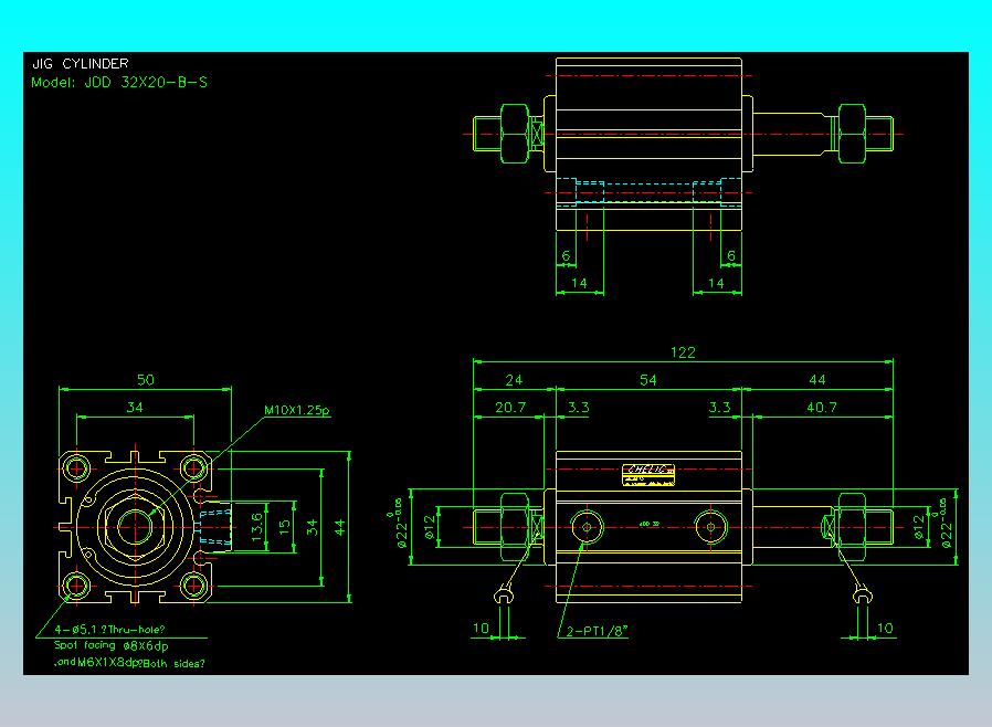 治具气缸2D-JDD32x20-B-S