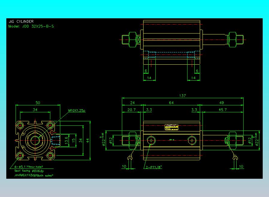 治具气缸2D-JDD32x25-B-S