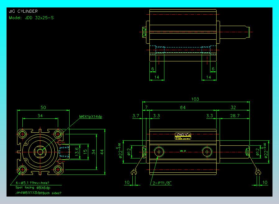 治具气缸2D-JDD32x25-S