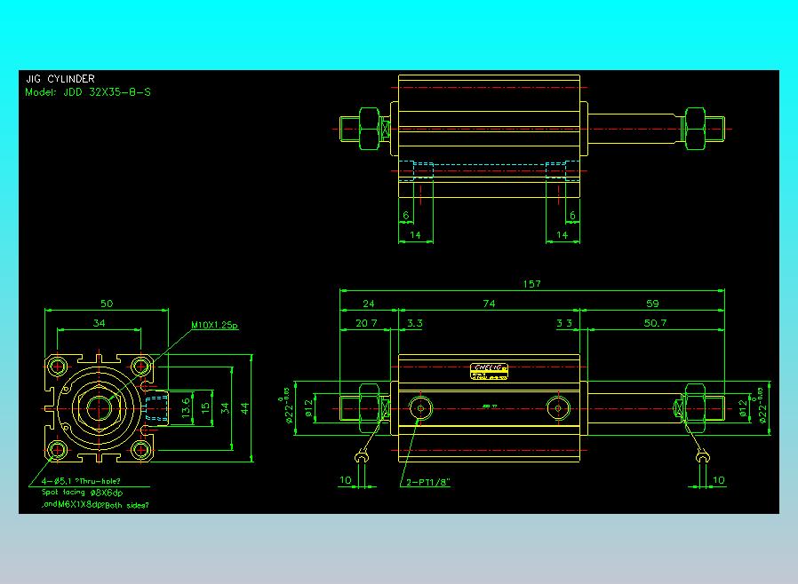 治具气缸2D-JDD32x35-B-S