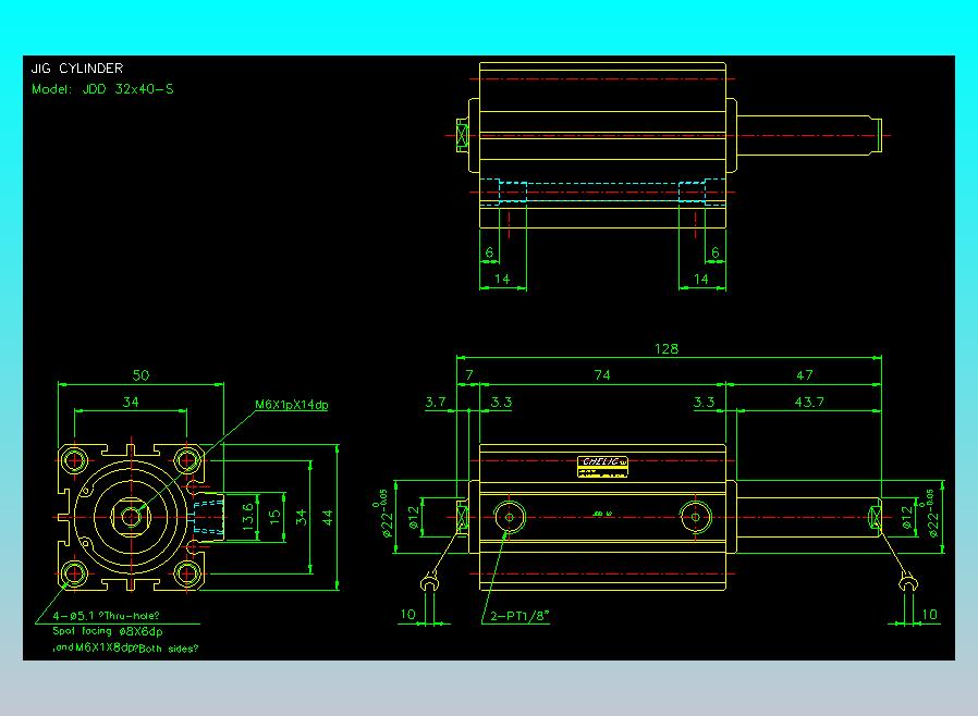 治具气缸2D-JDD32x40-S