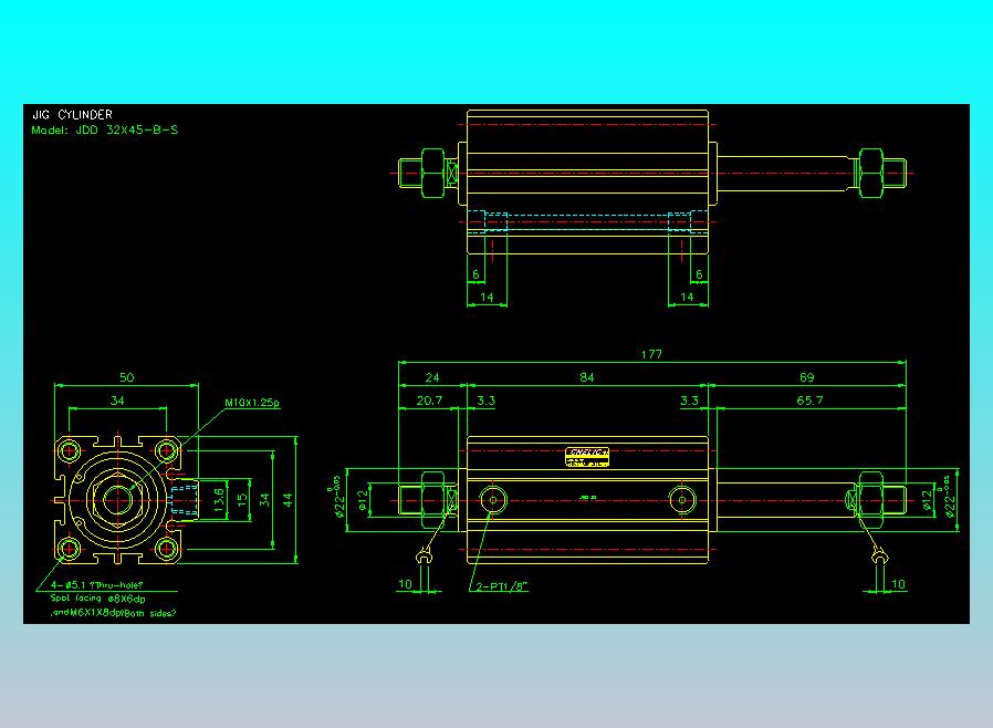治具气缸2D-JDD32x45-B-S
