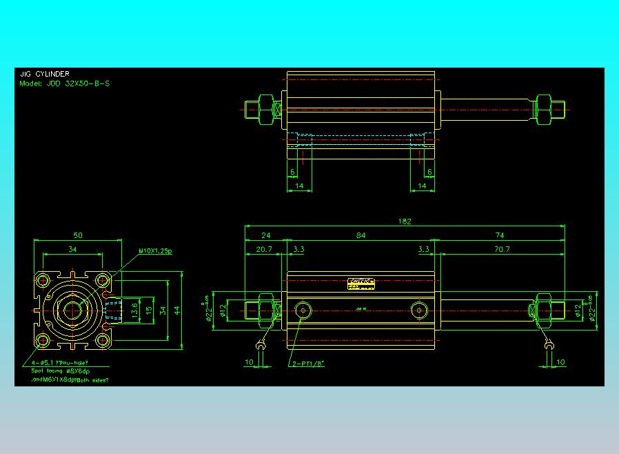 治具气缸2D-JDD32x50-B-S