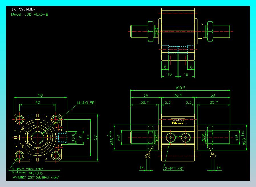 治具气缸2D-JDD40x5-B