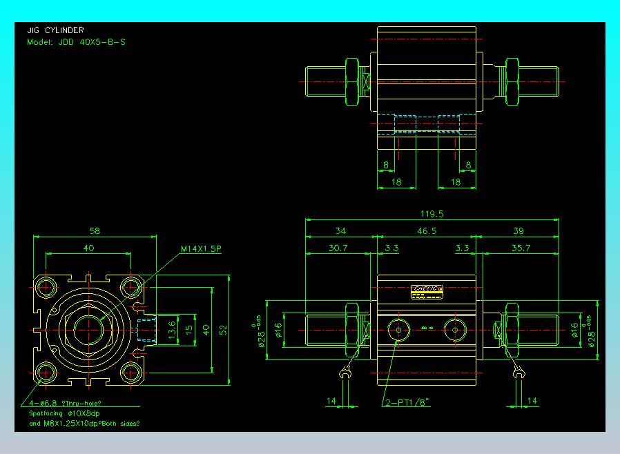 治具气缸2D-JDD40x5-B-S