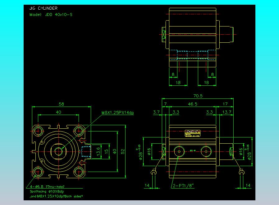 治具气缸2D-JDD40x10-S