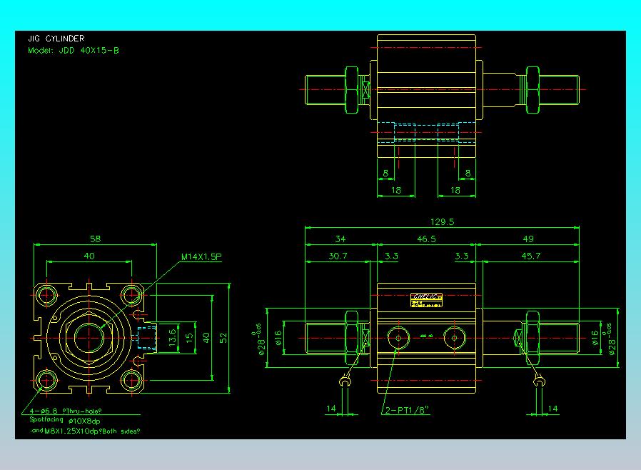 治具气缸2D-JDD40x15-B