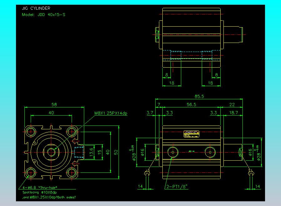 治具气缸2D-JDD40x15-S