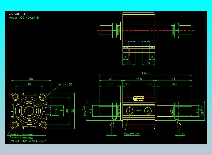 治具气缸2D-JDD40x20-B