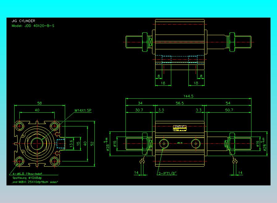 治具气缸2D-JDD40x20-B-S