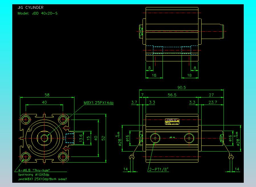 治具气缸2D-JDD40x20-S
