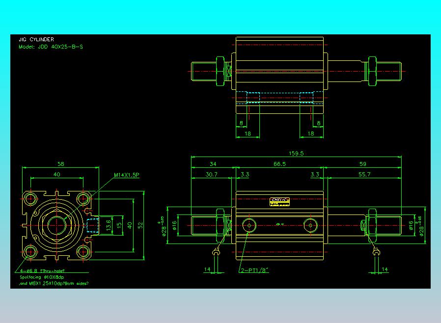治具气缸2D-JDD40x25-B-S
