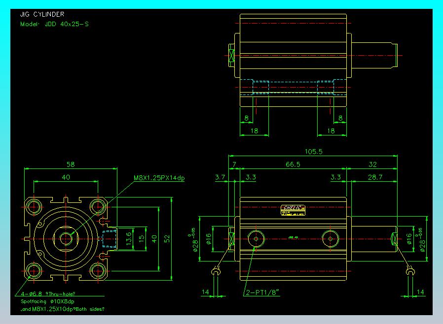 治具气缸2D-JDD40x25-S
