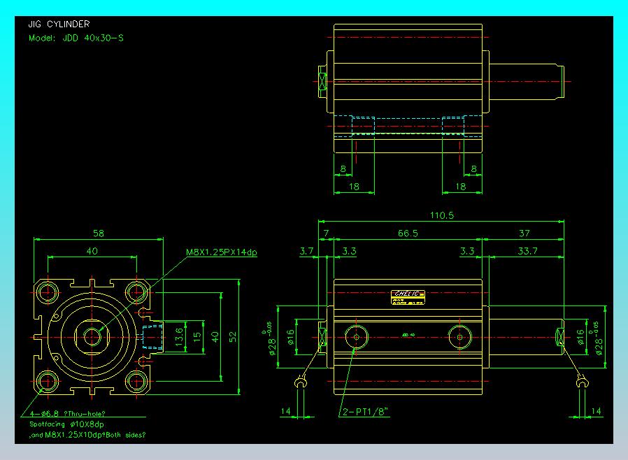 治具气缸2D-JDD40x30-S