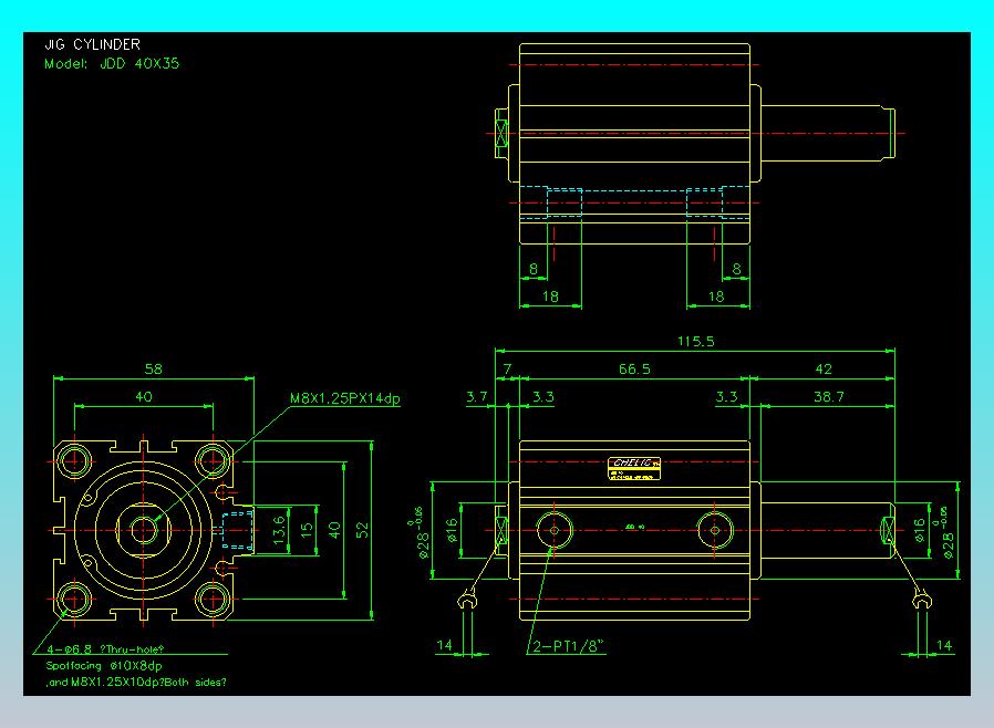 治具气缸2D-JDD40x35