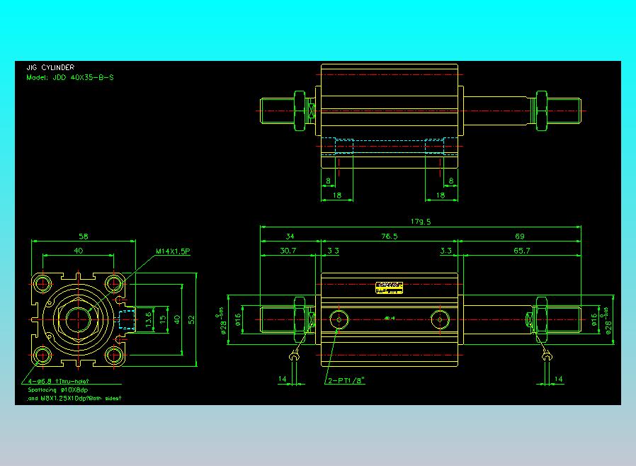 治具气缸2D-JDD40x35-B-S