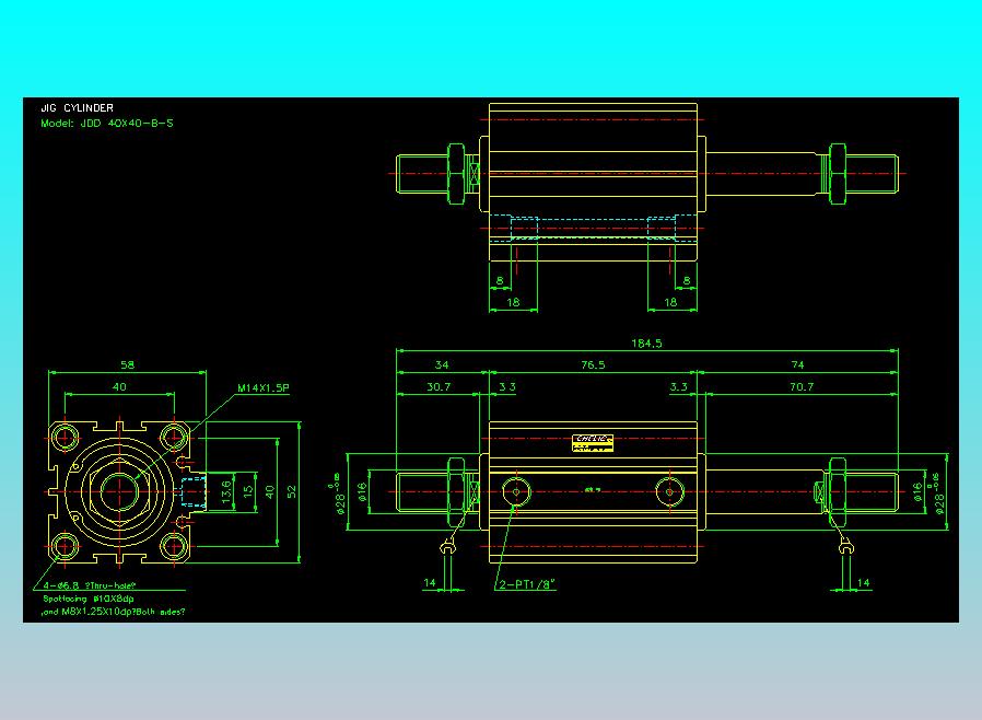 治具气缸2D-JDD40x40-B-S
