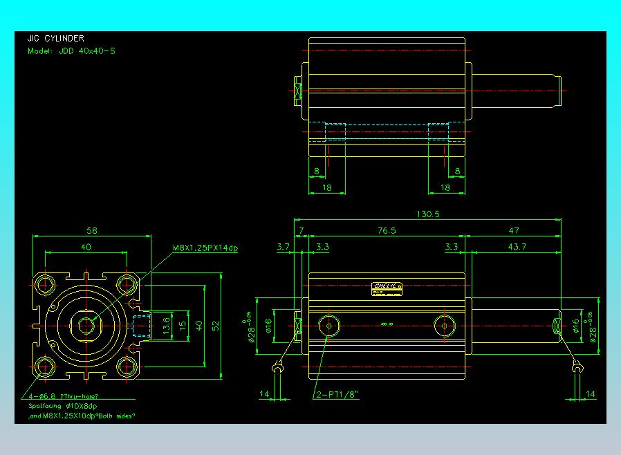 治具气缸2D-JDD40x40-S