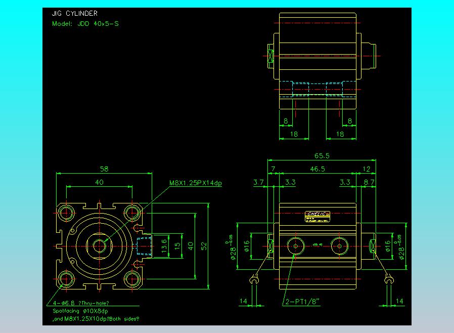 治具气缸2D-JDD40x5-S