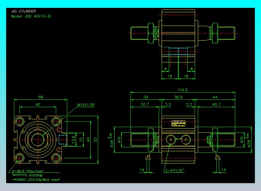治具气缸2D-JDD40x10-B