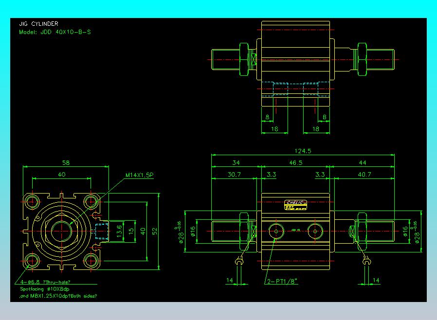 治具气缸2D-JDD40x10-B-S