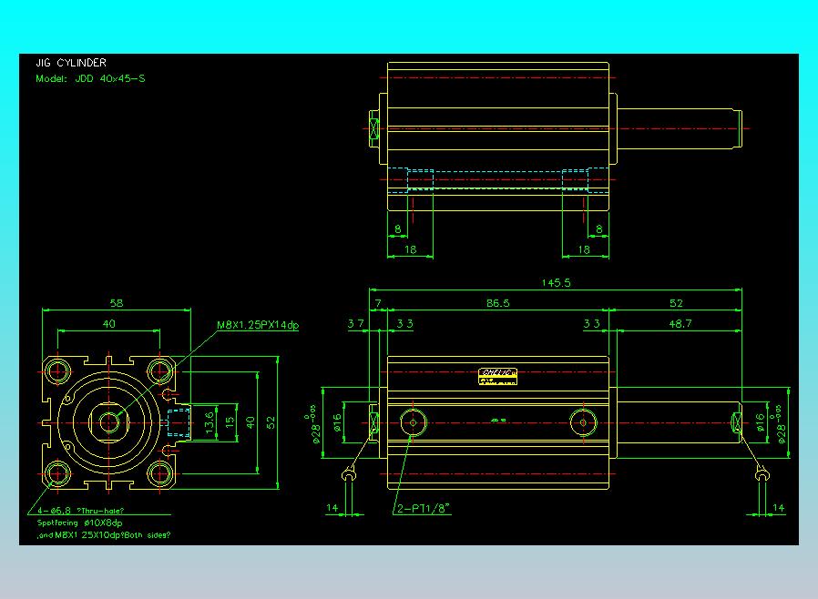 治具气缸2D-JDD40x45-S