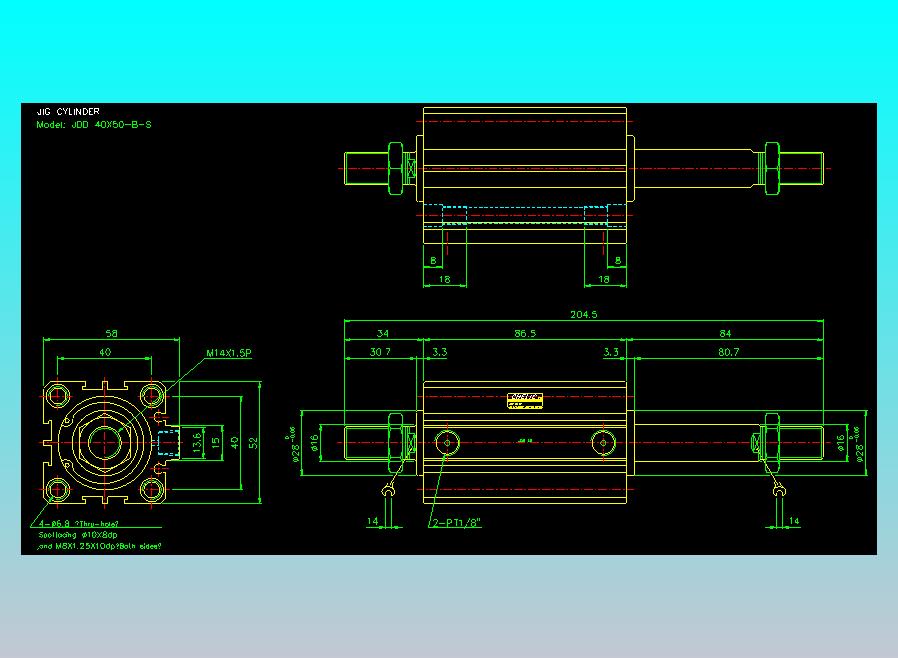 治具气缸2D-JDD40x50-B-S