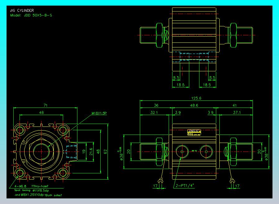 治具气缸2D-JDD50x5-B-S
