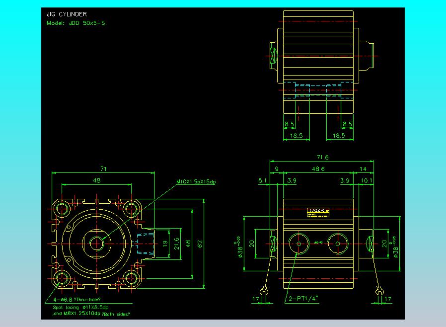 治具气缸2D-JDD50x5-S