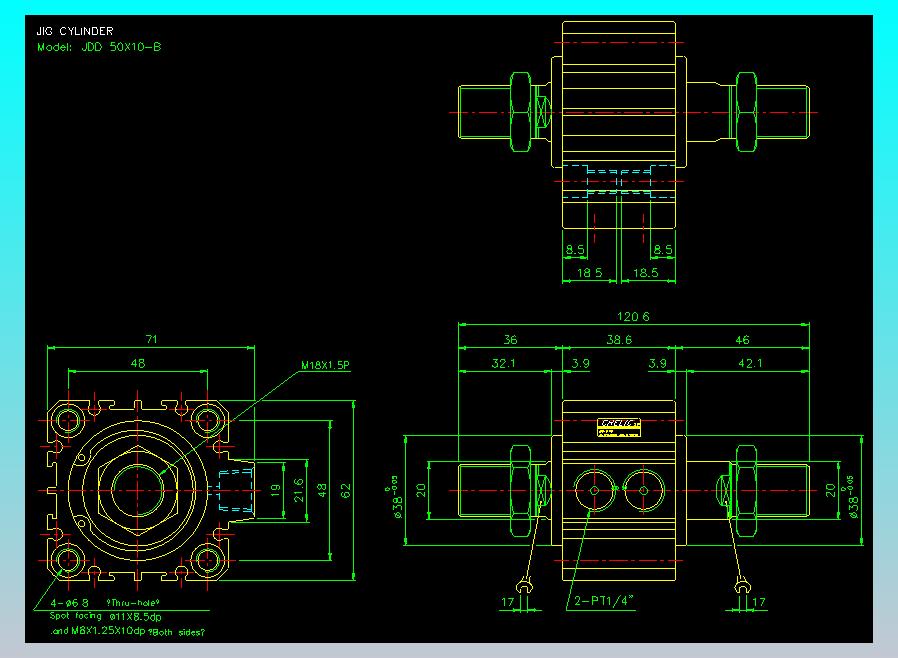 治具气缸2D-JDD50x10-B