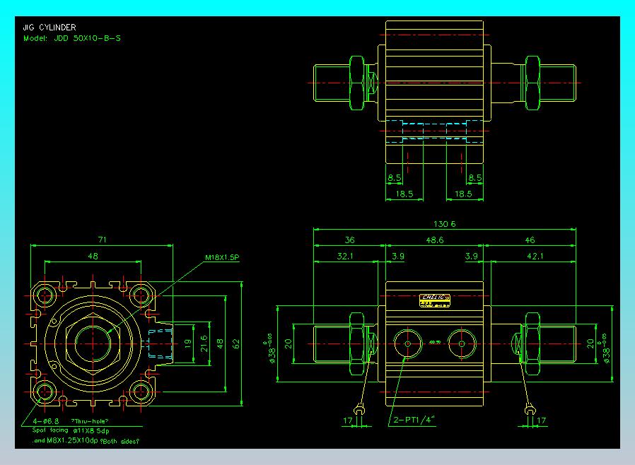 治具气缸2D-JDD50x10-B-S