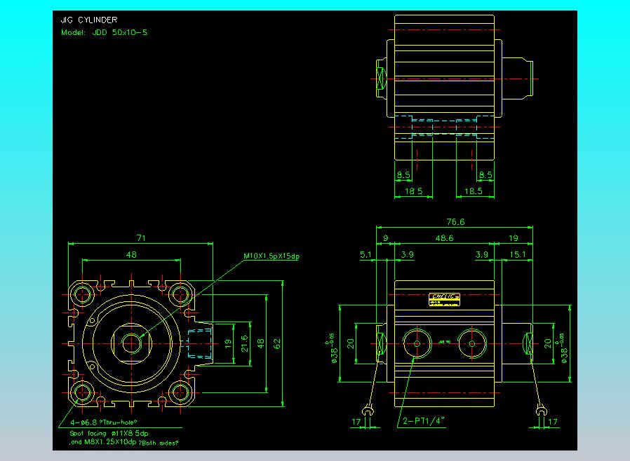 治具气缸2D-JDD50x10-S
