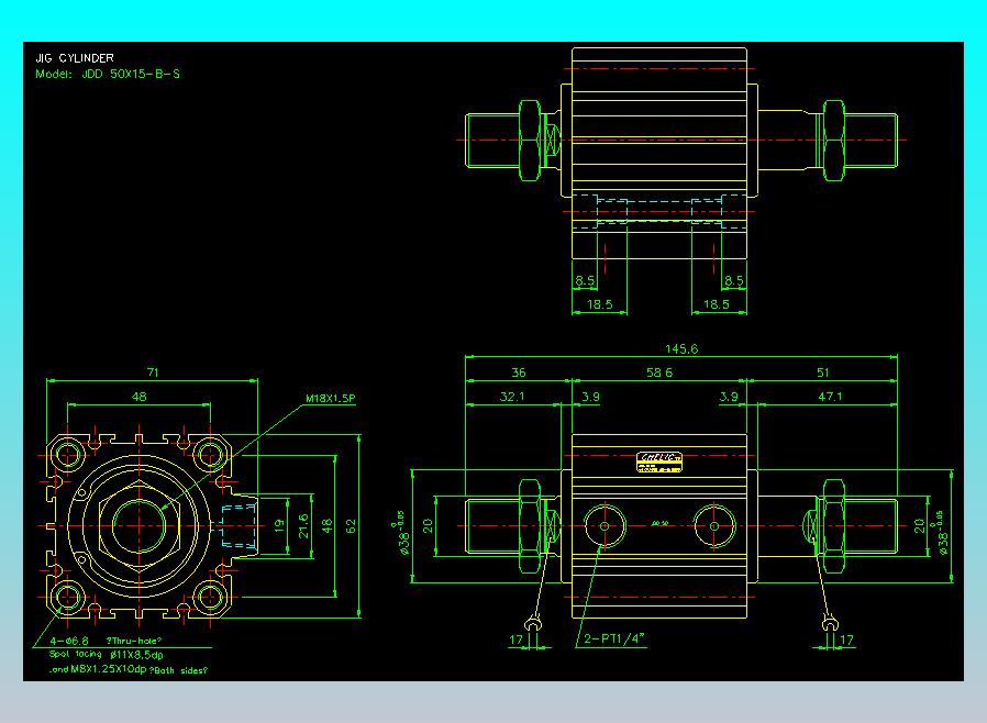 治具气缸2D-JDD50x15-B-S
