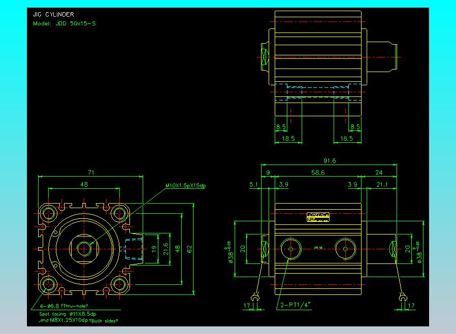 治具气缸2D-JDD50x15-S