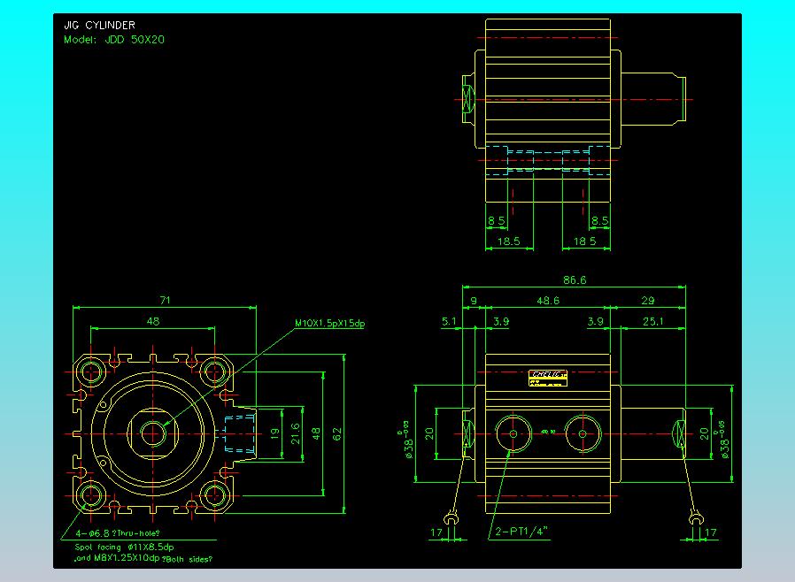 治具气缸2D-JDD50x20