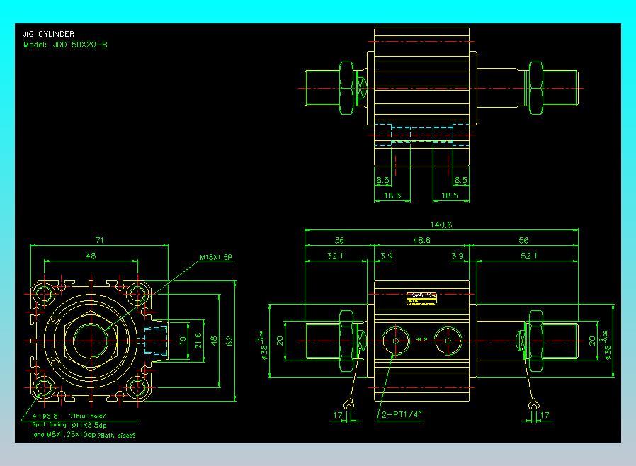 治具气缸2D-JDD50x20-B