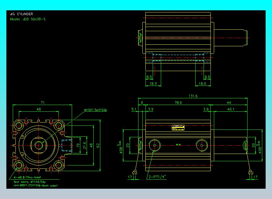 治具气缸2D-JDD50x35-S