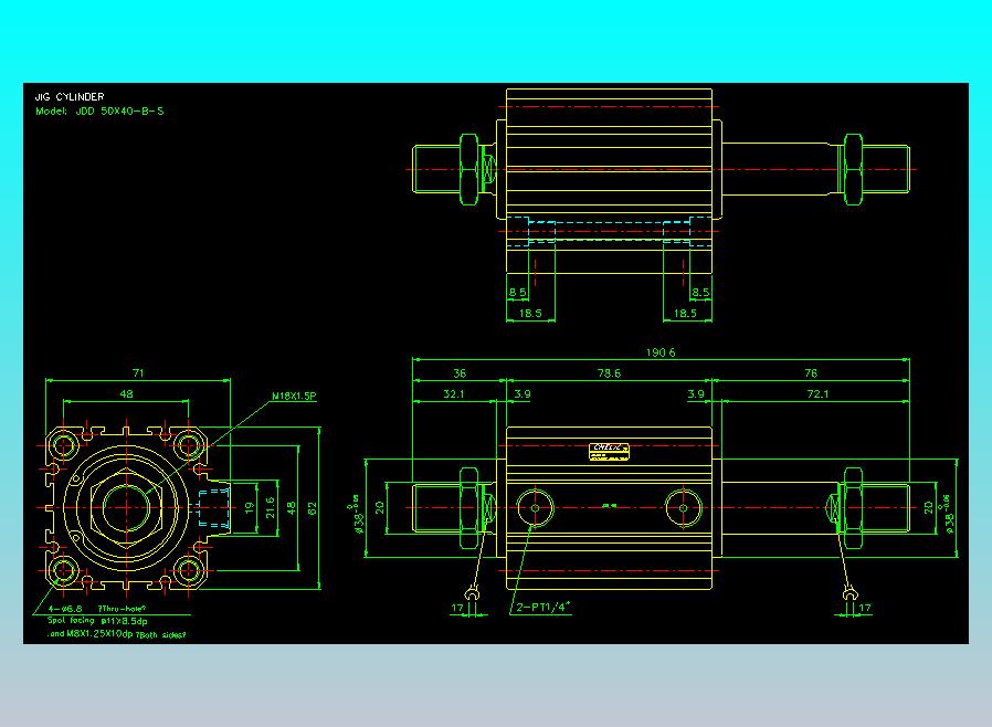 治具气缸2D-JDD50x40-B-S